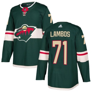 Men's Carson Lambos Minnesota Wild Adidas Home Jersey - Authentic Green