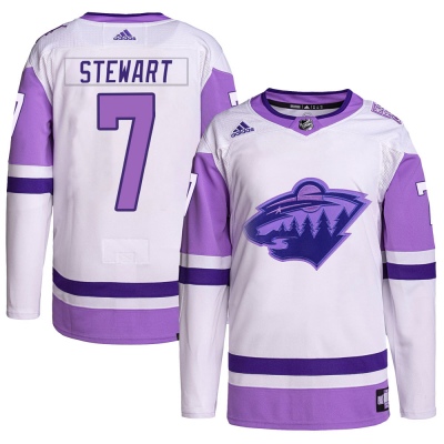 Men's Chris Stewart Minnesota Wild Adidas Hockey Fights Cancer Primegreen Jersey - Authentic White/Purple