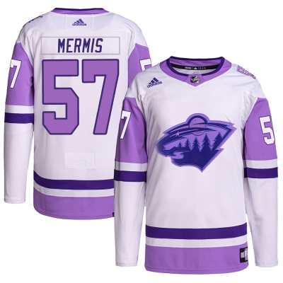 Men's Dakota Mermis Minnesota Wild Adidas Hockey Fights Cancer Primegreen Jersey - Authentic White/Purple