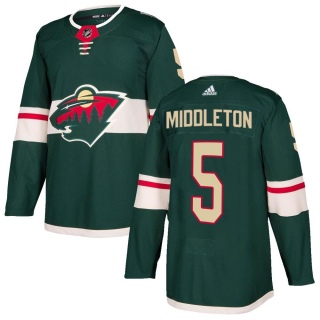Men's Jake Middleton Minnesota Wild Adidas Home Jersey - Authentic Green