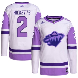 Men's Joe Hicketts Minnesota Wild Adidas Hockey Fights Cancer Primegreen Jersey - Authentic White/Purple