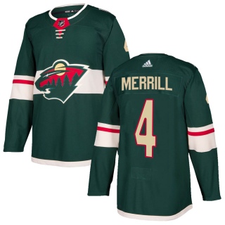 Men's Jon Merrill Minnesota Wild Adidas Home Jersey - Authentic Green
