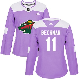 Women's Adam Beckman Minnesota Wild Adidas Fights Cancer Practice Jersey - Authentic Purple