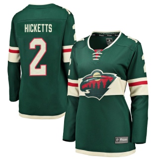 Women's Joe Hicketts Minnesota Wild Fanatics Branded Home Jersey - Breakaway Green