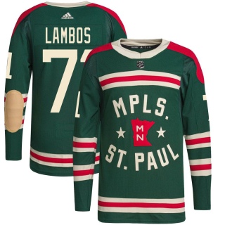 Youth Carson Lambos Minnesota Wild Adidas 2022 Winter Classic Player Jersey - Authentic Green