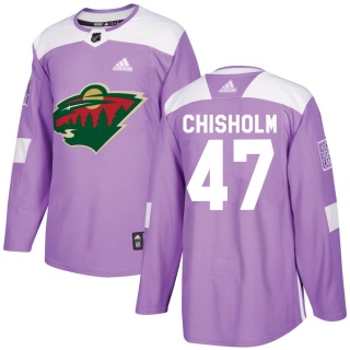 Youth Declan Chisholm Minnesota Wild Adidas Fights Cancer Practice Jersey - Authentic Purple