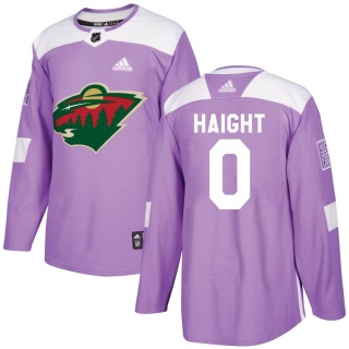 Youth Hunter Haight Minnesota Wild Adidas Fights Cancer Practice Jersey - Authentic Purple