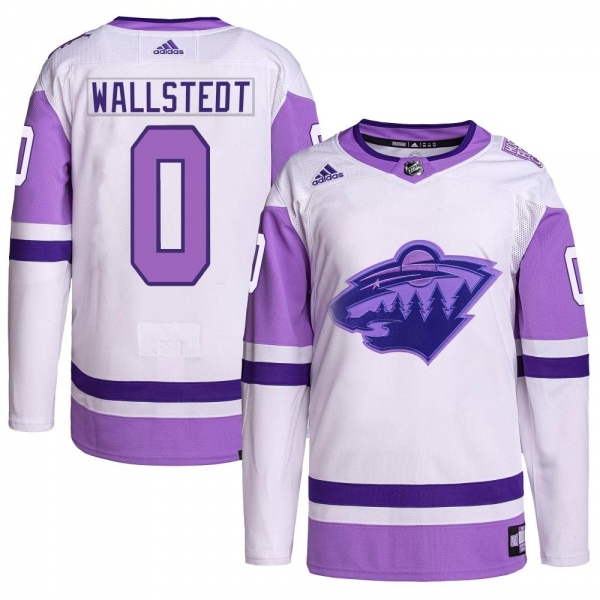 Youth Jesper Wallstedt Minnesota Wild Adidas Hockey Fights Cancer Primegreen Jersey - Authentic White/Purple