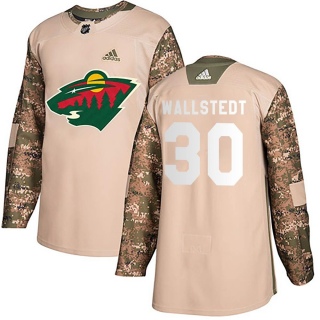 Youth Jesper Wallstedt Minnesota Wild Adidas Veterans Day Practice Jersey - Authentic Camo