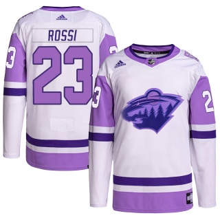 Youth Marco Rossi Minnesota Wild Adidas Hockey Fights Cancer Primegreen Jersey - Authentic White/Purple